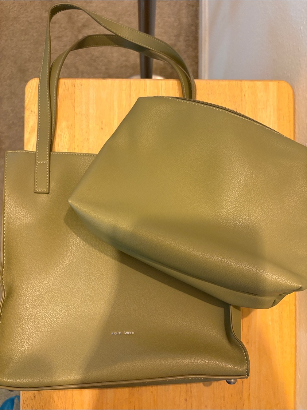 Pixie Mood Olive Green Tote with Matching Pouch